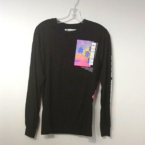 Black Long Sleeve Shirt with Graphic Print, Sz Small, Gentle Used